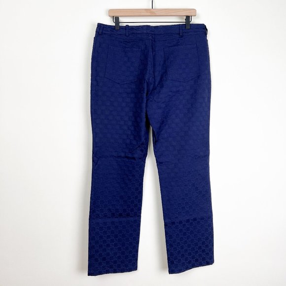 St. John High Rise Woven Jacquard Embroidered Logo Straight Leg Trouser Pants - Picture 6 of 7